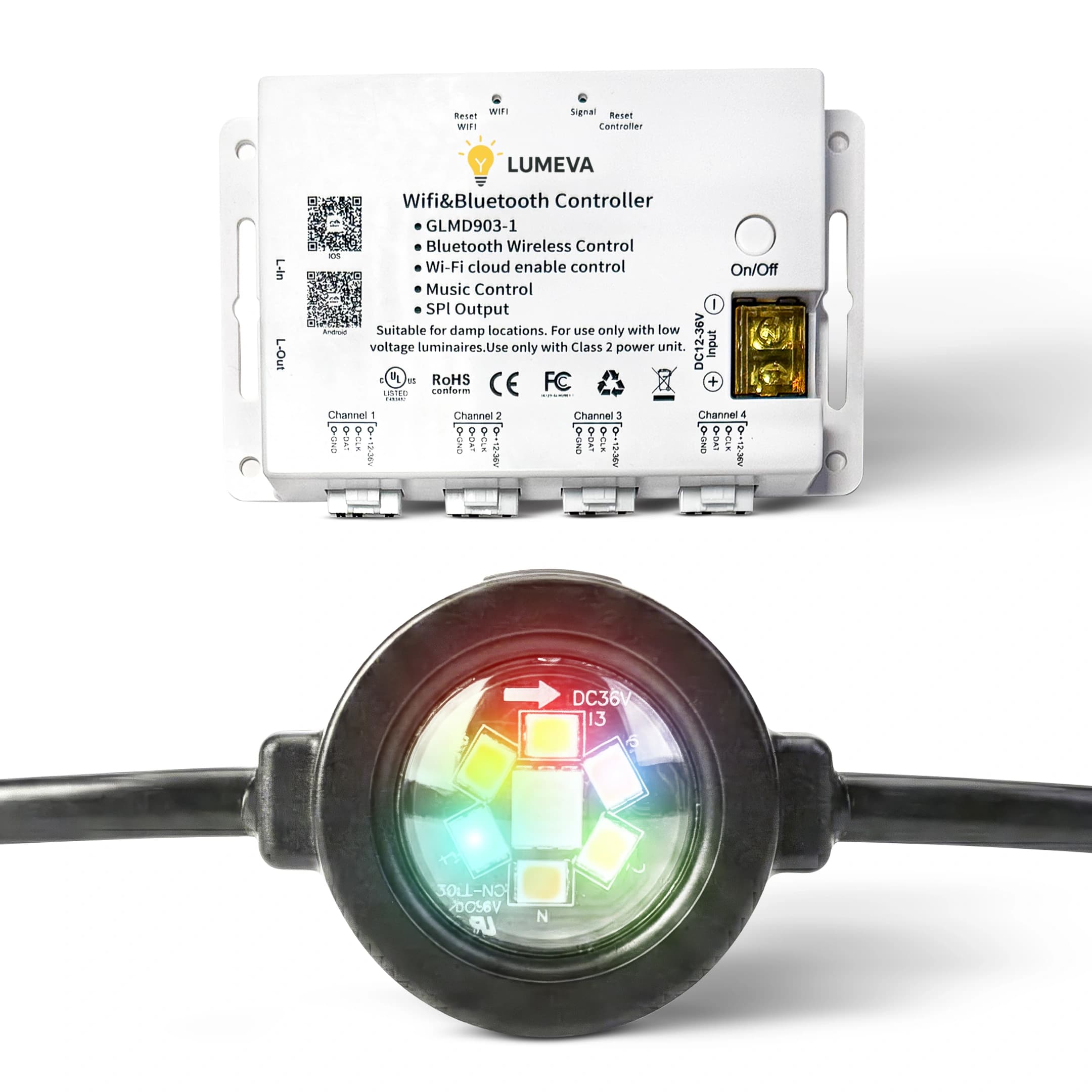 Lumeva Permanent Outdoor RGBIC Roofline Lighting